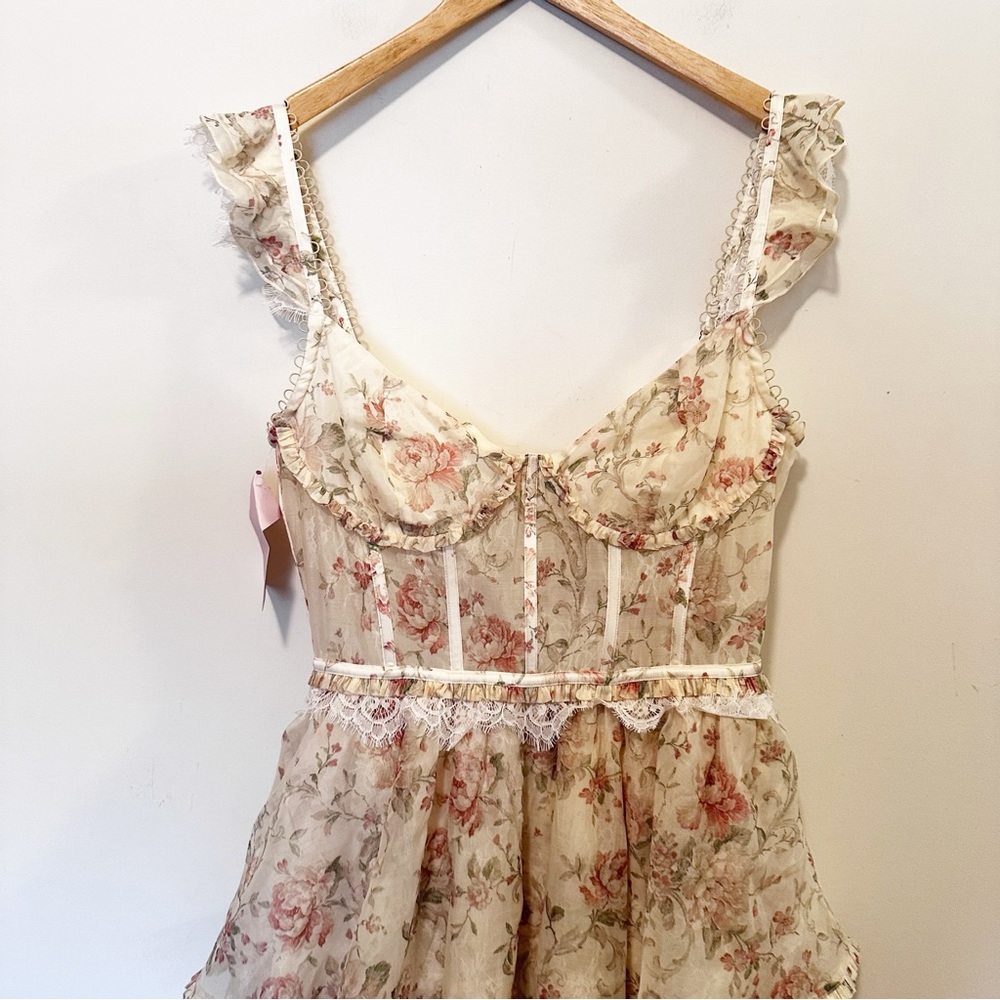 Anthropologie V. Chapman Jolie Corset Ruffle Lace Maxi Gown - Picture 7 of 13